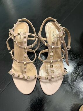 Valentino Rockstud Strappy Sandals in Blush